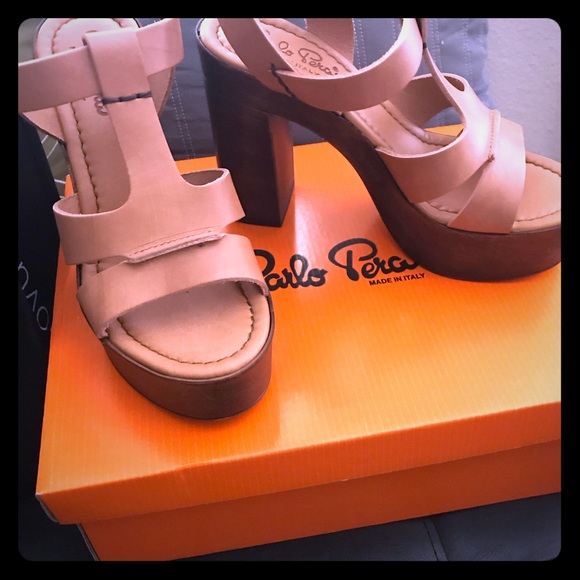 Carlo Pera Leather Platform Sandals 6.0-6.5 - Picture 1 of 5